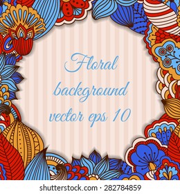 Colorful background with floral pattern. Hand drawn background can be used for cards and invitations.