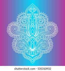 Colorful background flower mandala. Vintage decorative gradient element. Ornamental doodle flower in white in zentangle doodle style. Geometric element. Vector illustration