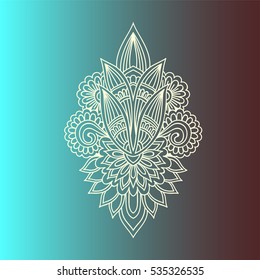 Colorful background flower mandala. Vintage decorative gradient element. Ornamental doodle flower in white in zentangle doodle style. Geometric element. Vector illustration