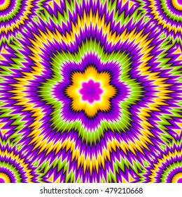 Colorful background with flower (optical expansion illusion). Seamless pattern.