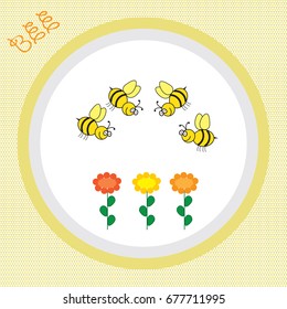colorful background with flowers and bee