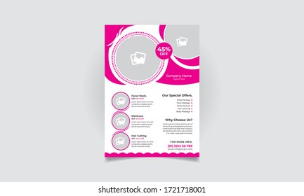 Colorful Background And Flyer For Saloon Industry Beauty Care & Salon Flyer & Poster Template.