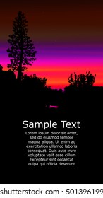 Colorful background for flyer or website design. Neon lights.  Violet, orange and black tones.