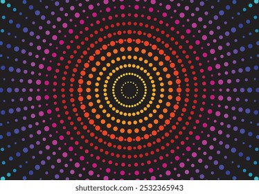 Colorful background in the form of circular dots that rotate on black