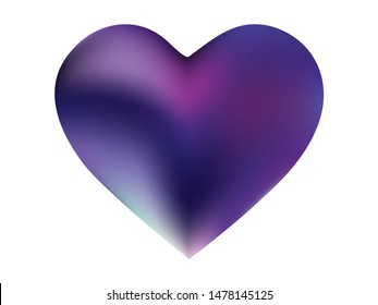 Colorful background in the form of a heart. Soft color valentine's day card. Isolated style of 90th, 80th. Violet elegant and effective, smooth blurred modern gradient cover.