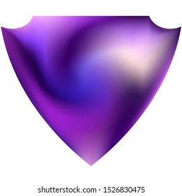 Colorful background in the form of a shield. Soft color element. Geometric backdrop in a style of 80th. Violet elegant and effective, smooth blurred modern gradient cover.