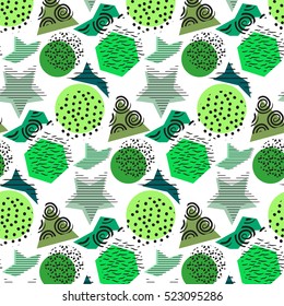 Colorful background with geometric figures, vector seamless pattern, abstract modern style.