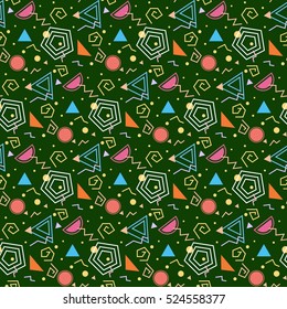 Colorful background with geometric figures, vector seamless pattern, abstract modern style.