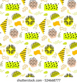 Colorful background with geometric figures, vector seamless pattern, abstract modern style.
