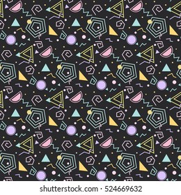 Colorful background with geometric figures, vector seamless pattern, abstract modern style.