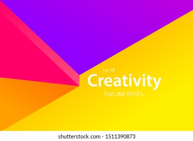 Colorful background with geometric shapes. with written text Creativity has no limit. ideal for web, landing page, cover, social media, ad, poster. Eps10 Vector Illustration.
