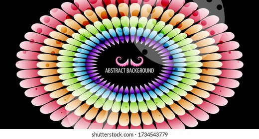 Colorful background graphics template with abstract mandala object from flower petals