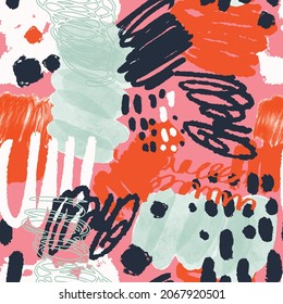 Colorful background, header, collage with different shapes and textures. Vector illustration. Trendy colors 