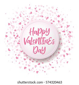 Colorful Background with Heart Confetti. Valentines day greeting card or wedding invitation background party design. Cartoon flat style vector illustration