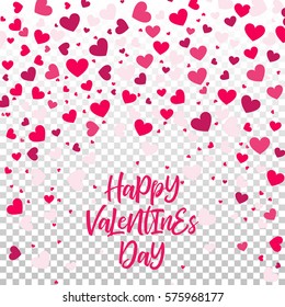 Colorful Background with Heart Confetti. Valentines day greeting card or wedding invitation background party design. Cartoon flat style vector illustration