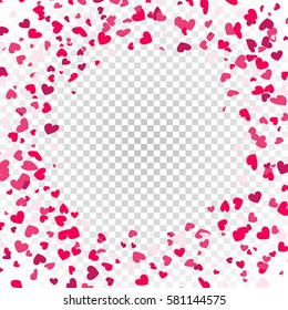 Colorful Background with Heart Confetti. Valentines day greeting card or wedding invitation background party design. Cartoon flat style vector illustration