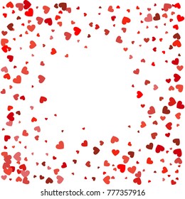 Colorful Background with Heart Confetti. Valentines day greeting card or wedding invitation background party design. Cartoon flat style vector illustration.
