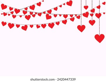 Colorful Background with Heart Confetti. Vector illustration