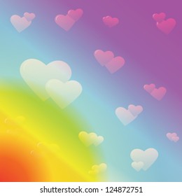 Colorful background with hearts