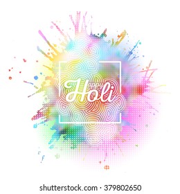 Colorful background for Holi celebration with colors splash, vector illustration.