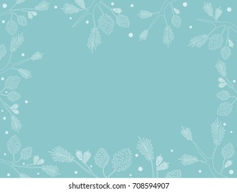 Colorful Background Illustration Featuring Pine Cones Set Against a Blue Backdrop