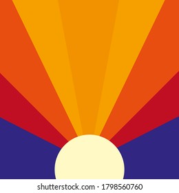 Colorful background with landscape, abstract sun. Abstract colored background with hand-drawn elements or curves. Creative vector illustration - poster design. Desert.