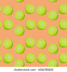 Colorful background with lime. Seamless pattern for summer theme. Vector illustration.