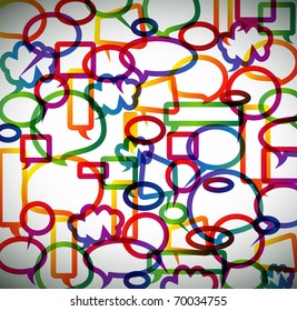 Colorful background made from speech bubbles with colored borders