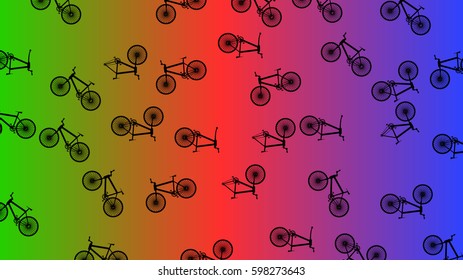 Colorful background with many bicycles - vector illustration