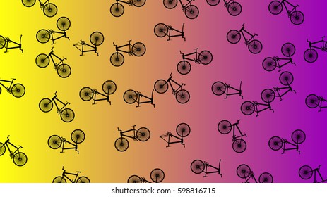Colorful background with many bicycles - vector illustration
