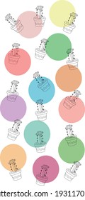 
colorful background with many cacti