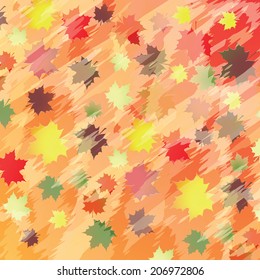 Colorful background with maple leaves. Vector illustration.