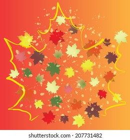 Colorful background with maple leaves. Vector illustration. 