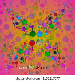 Colorful background of molecule Dna. Abstract structure. Vector