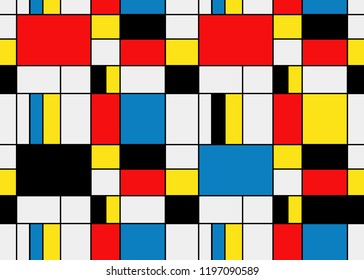 Colorful background in mondrian style. Vector illustration for your graphic design.