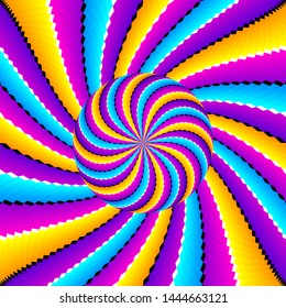 Colorful  background with moving sphere. Spin illusion.