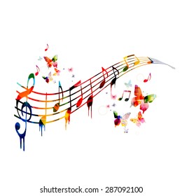 Colorful background with music notes