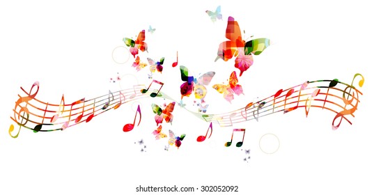 Colorful background with music notes