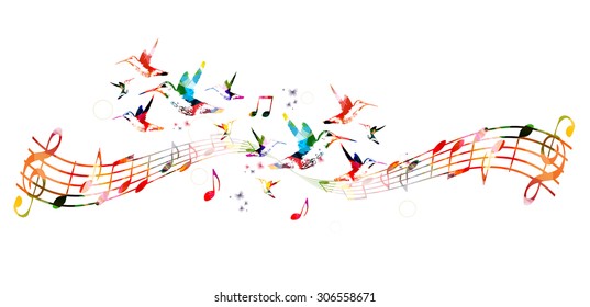 Colorful background with music notes