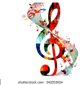 Colorful background with music notes