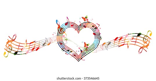 Colorful background with music notes