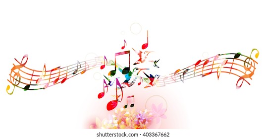 Colorful background with music notes