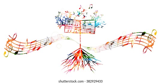 Colorful background with music stand