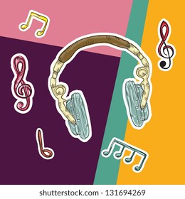Colorful Background with musical elements (headphones) Colorful Background with musical elements (headphones)