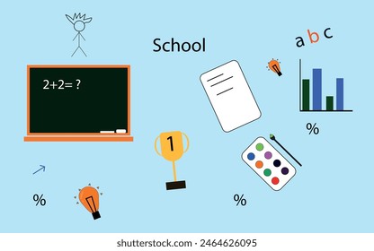 colorful background on the theme of primary school on a light background