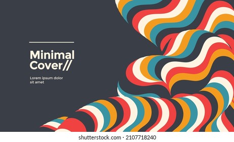 Colorful background with an optical fluid wave. Striped wavy line for cover, poster, landing page. Bauhaus abstract illustration.