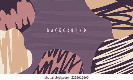 Fondo colorido con forma orgánica y doodle abstracto