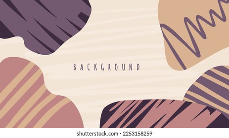 Colorful background with organic shape and abstract doodle