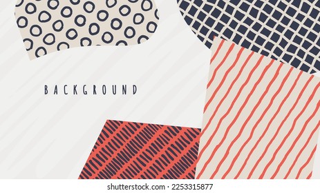 Colorful background with organic shape and abstract doodle