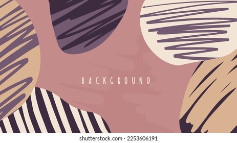 Colorful background with organic shape and abstract doodle